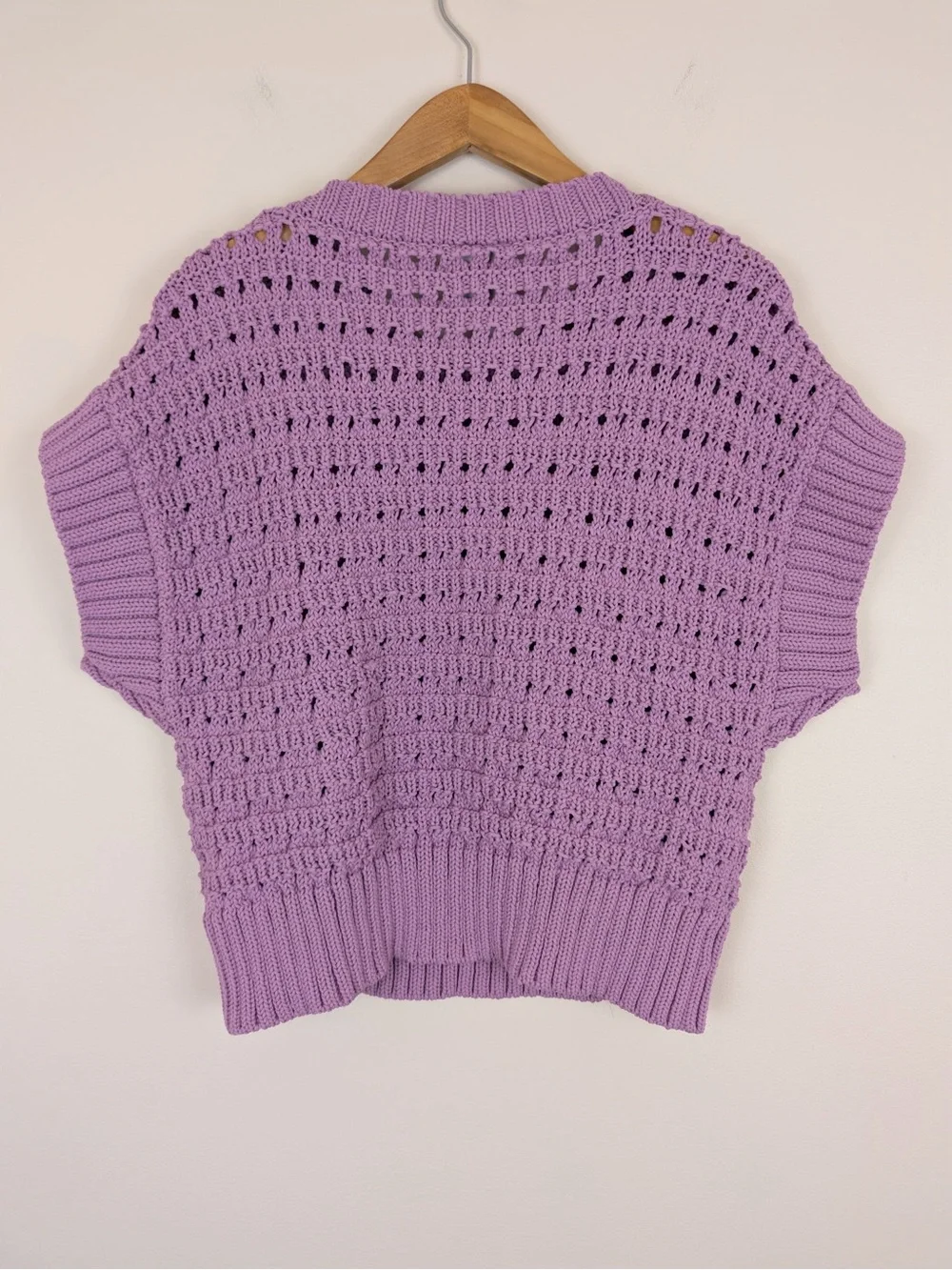 Varley Fillmore Purple Knit Short Sleeve Sweater
